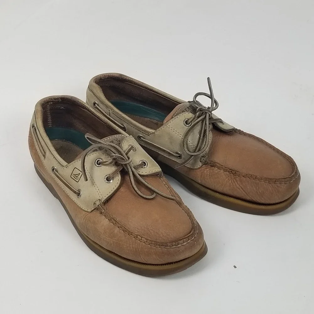Sperry‎ Boat Shoes Mens 9.5W Brown Authentic Original 0216432 Two Tone Leather